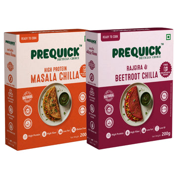 PREQUICK High Protein & Rajgira Beetroot Chilla Combo - combo pack front view, buy online India