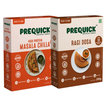 PREQUICK High Protein Chilla & Ragi Dosa Combo - combo pack front view, buy online India