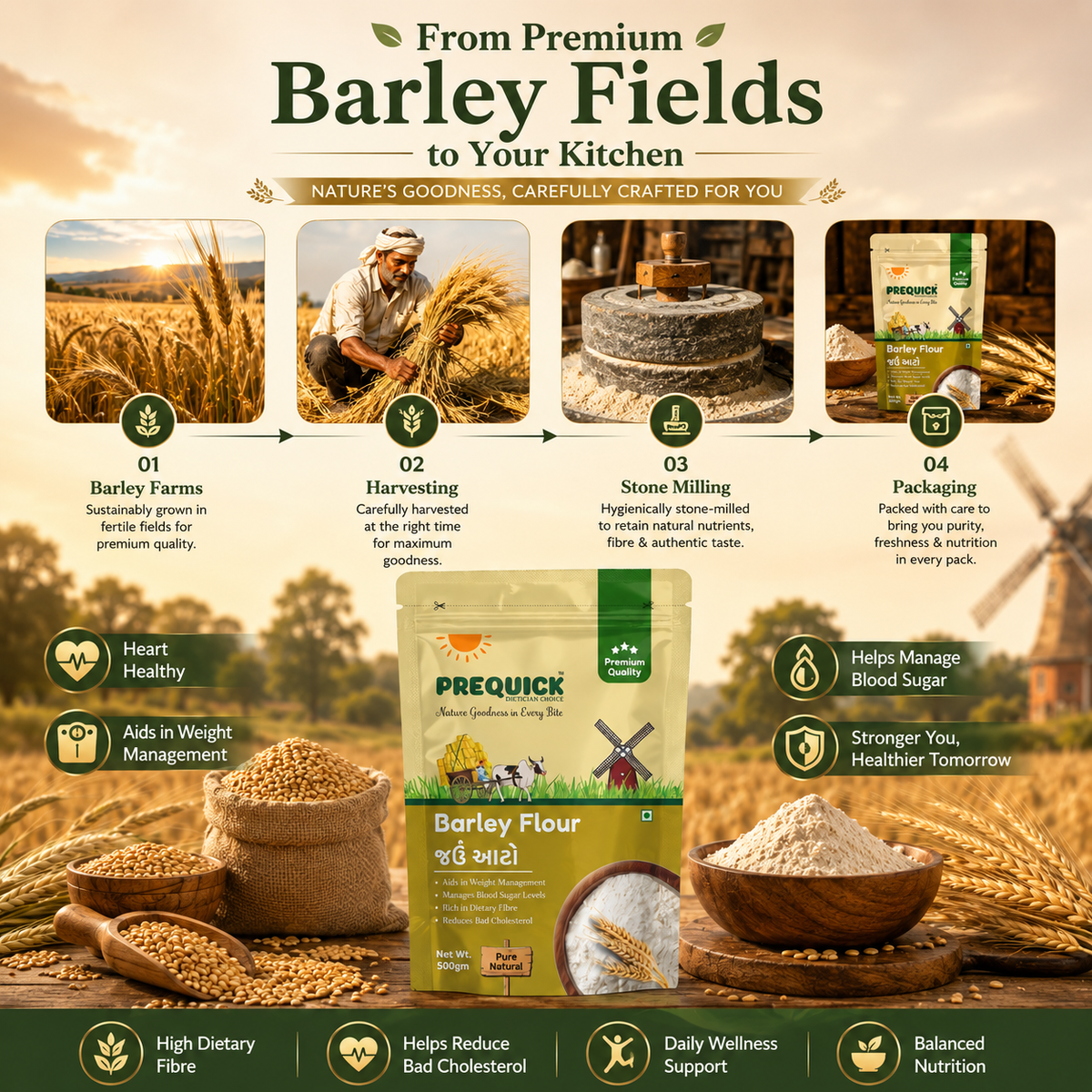 PREQUICK Jau Atta Barley Flour - product detail photo 2