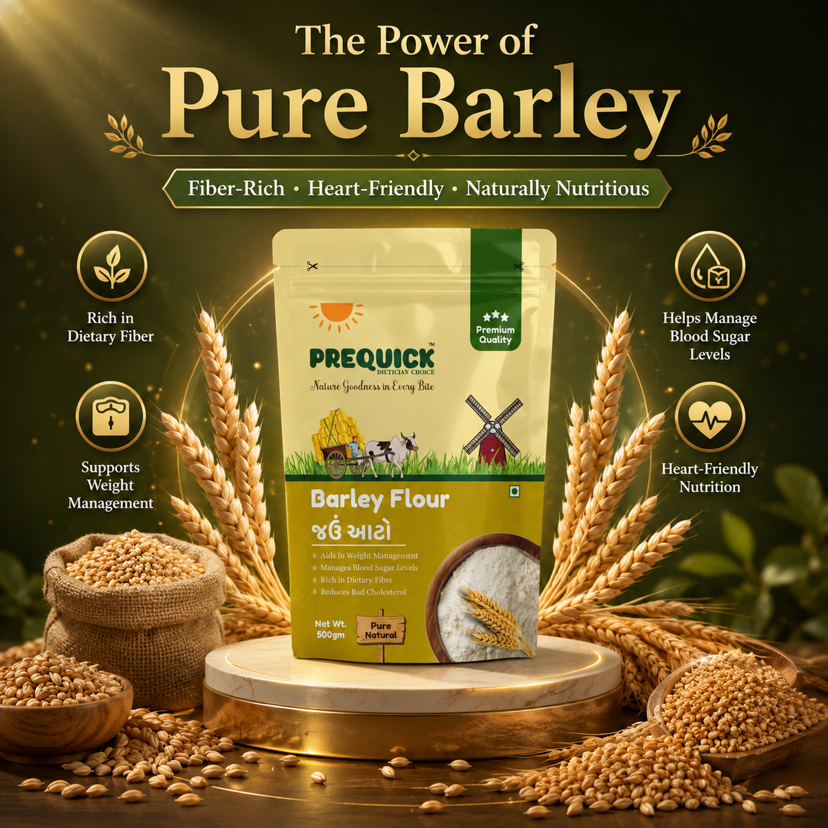 PREQUICK Jau Atta Barley Flour - product detail photo 3