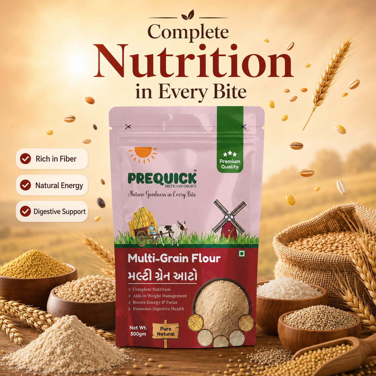PREQUICK Multigrain Atta - product detail photo 2