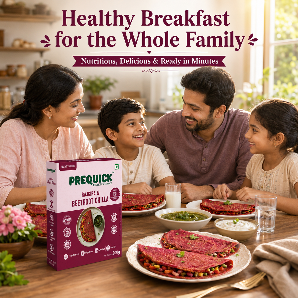 PREQUICK Rajgira & Beetroot Chilla Mix - product detail photo 5
