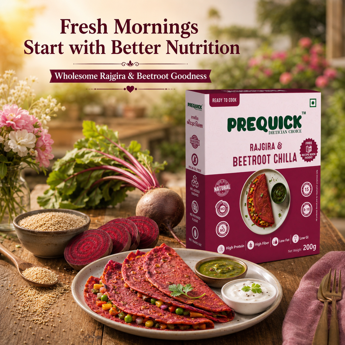 PREQUICK Rajgira & Beetroot Chilla Mix - product detail photo 4