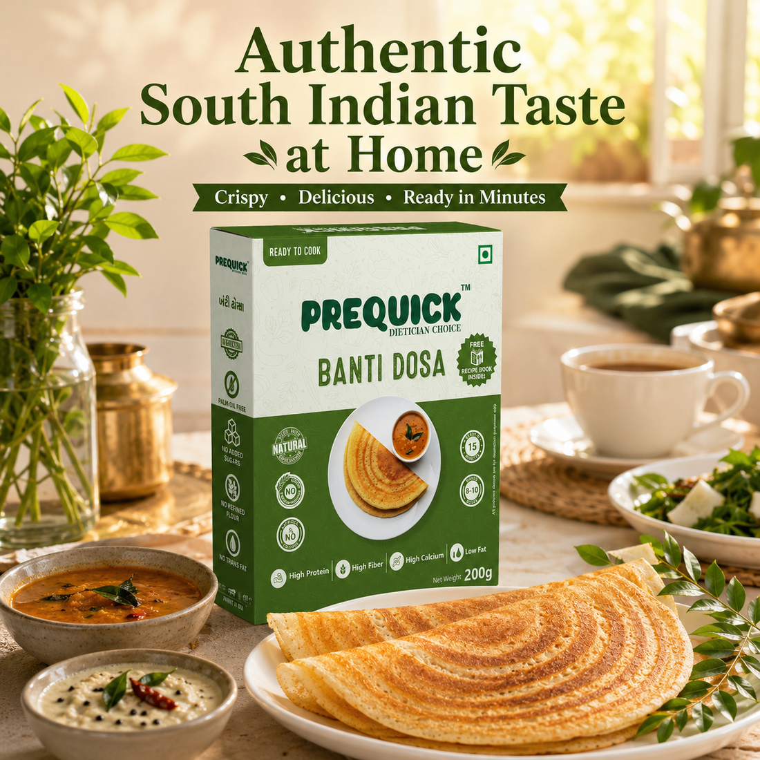 PREQUICK Banti Dosa Mix 200g - front pack view, buy online India