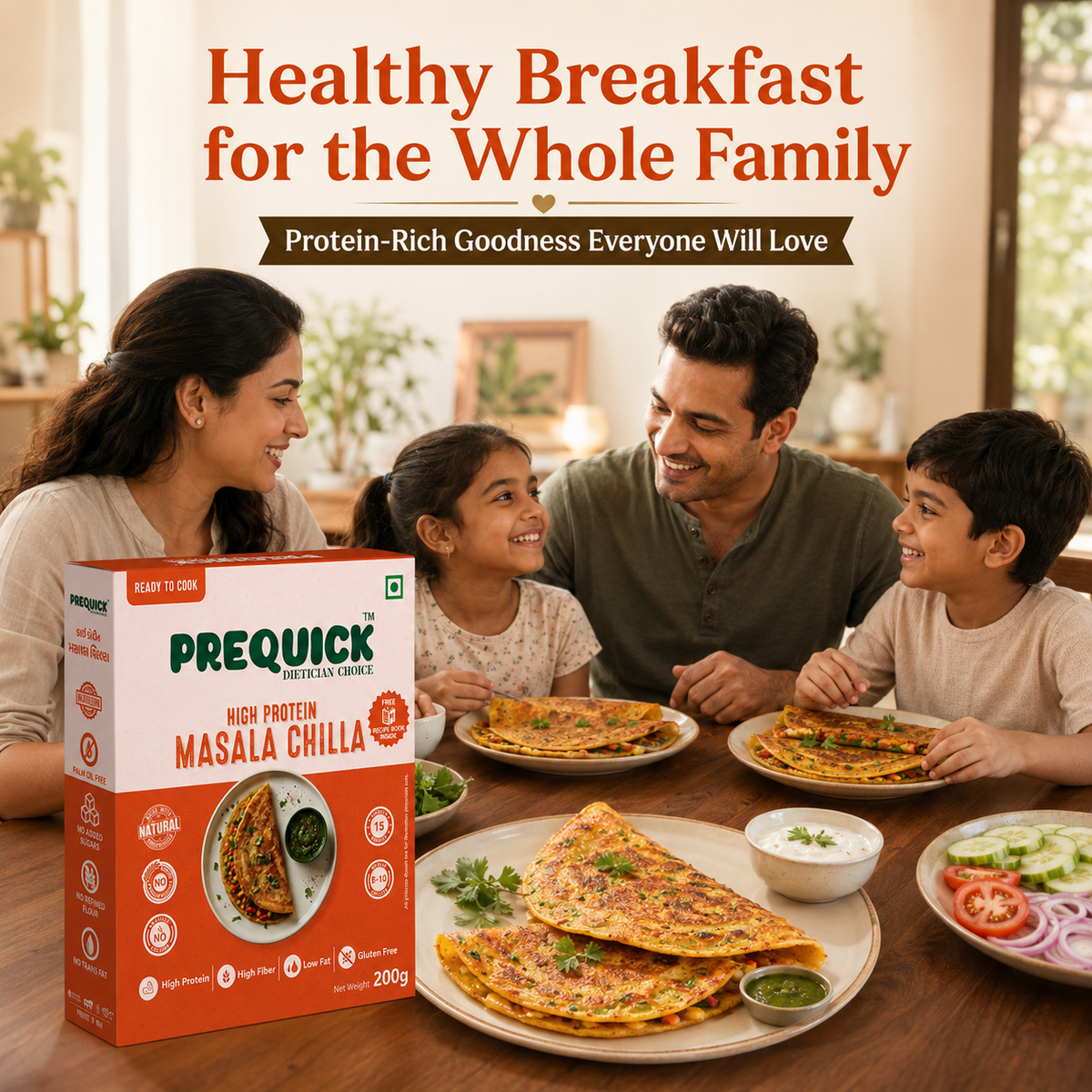 PREQUICK High Protein Masala Chilla Mix nutrition facts and ingredients table