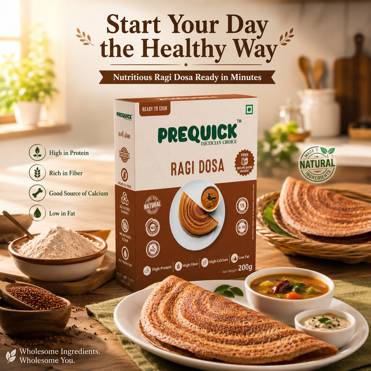 PREQUICK Ragi Dosa Mix - product detail photo 1