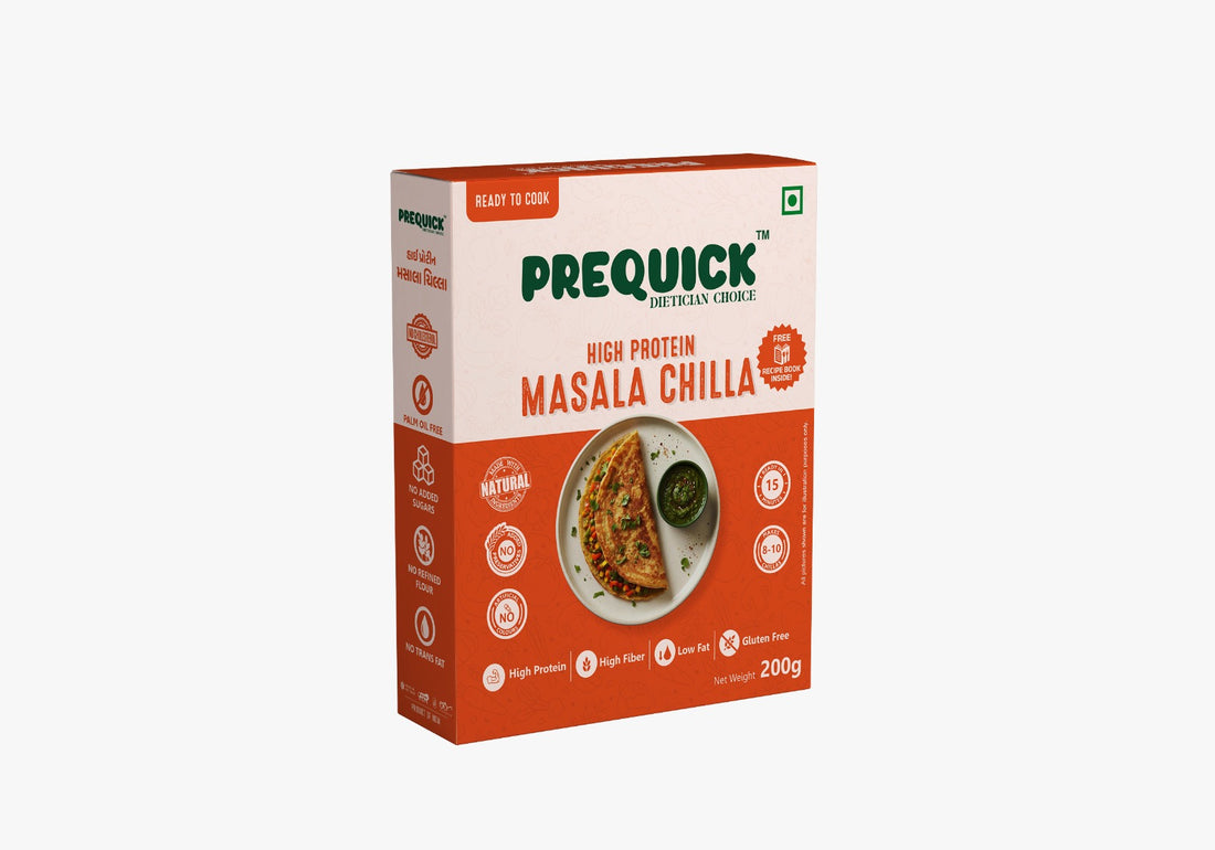 PREQUICK High Protein Masala Chilla Mix 200g - front pack view, buy online India