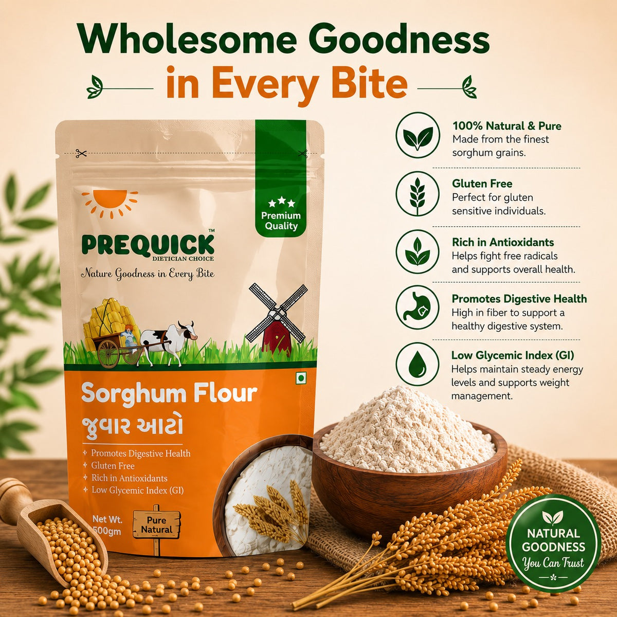 PREQUICK Jowar Atta Sorghum Flour - product detail photo 1