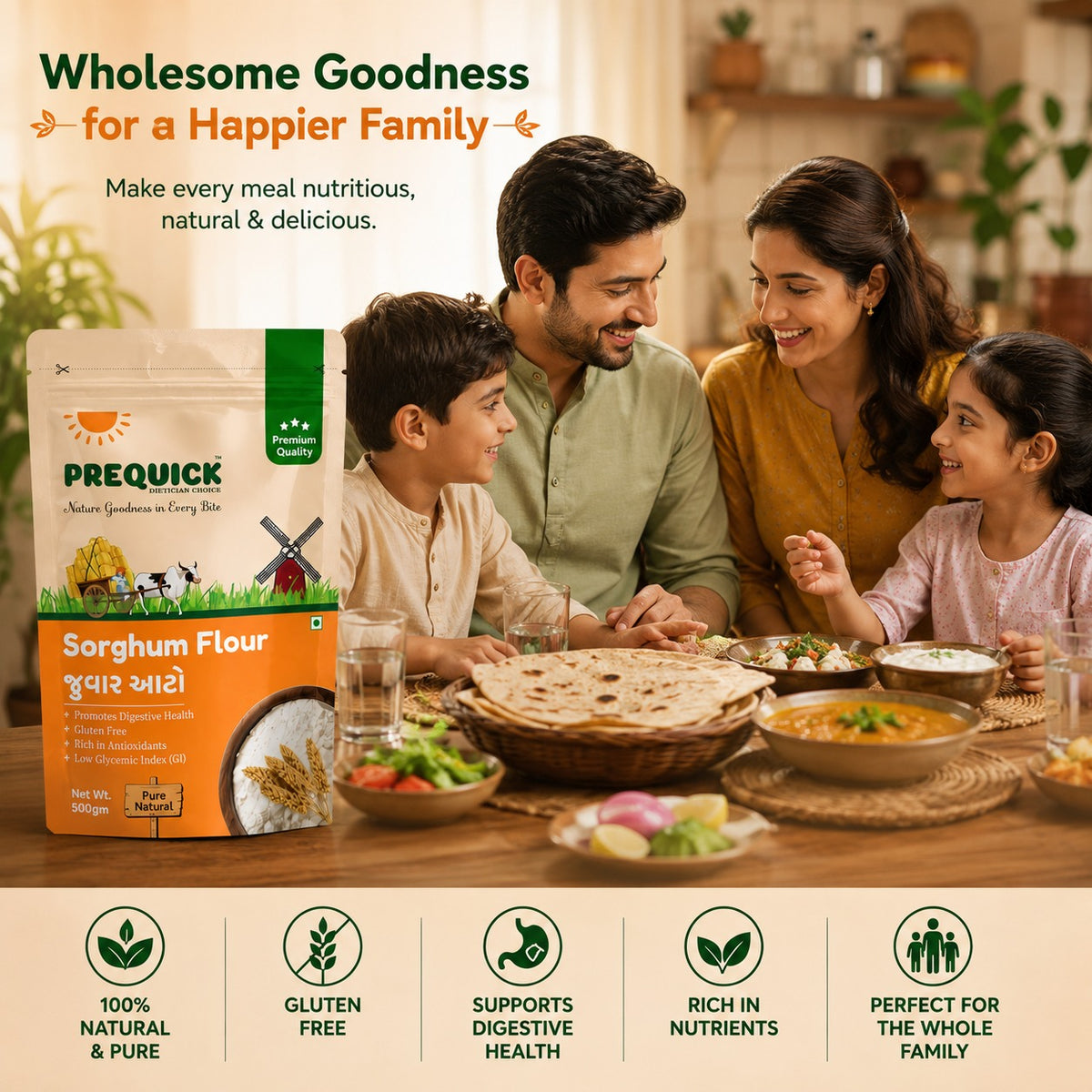 PREQUICK Jowar Atta Sorghum Flour - product detail photo 4