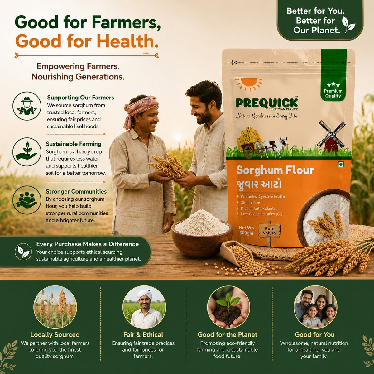 PREQUICK Jowar Atta Sorghum Flour - product detail photo 3