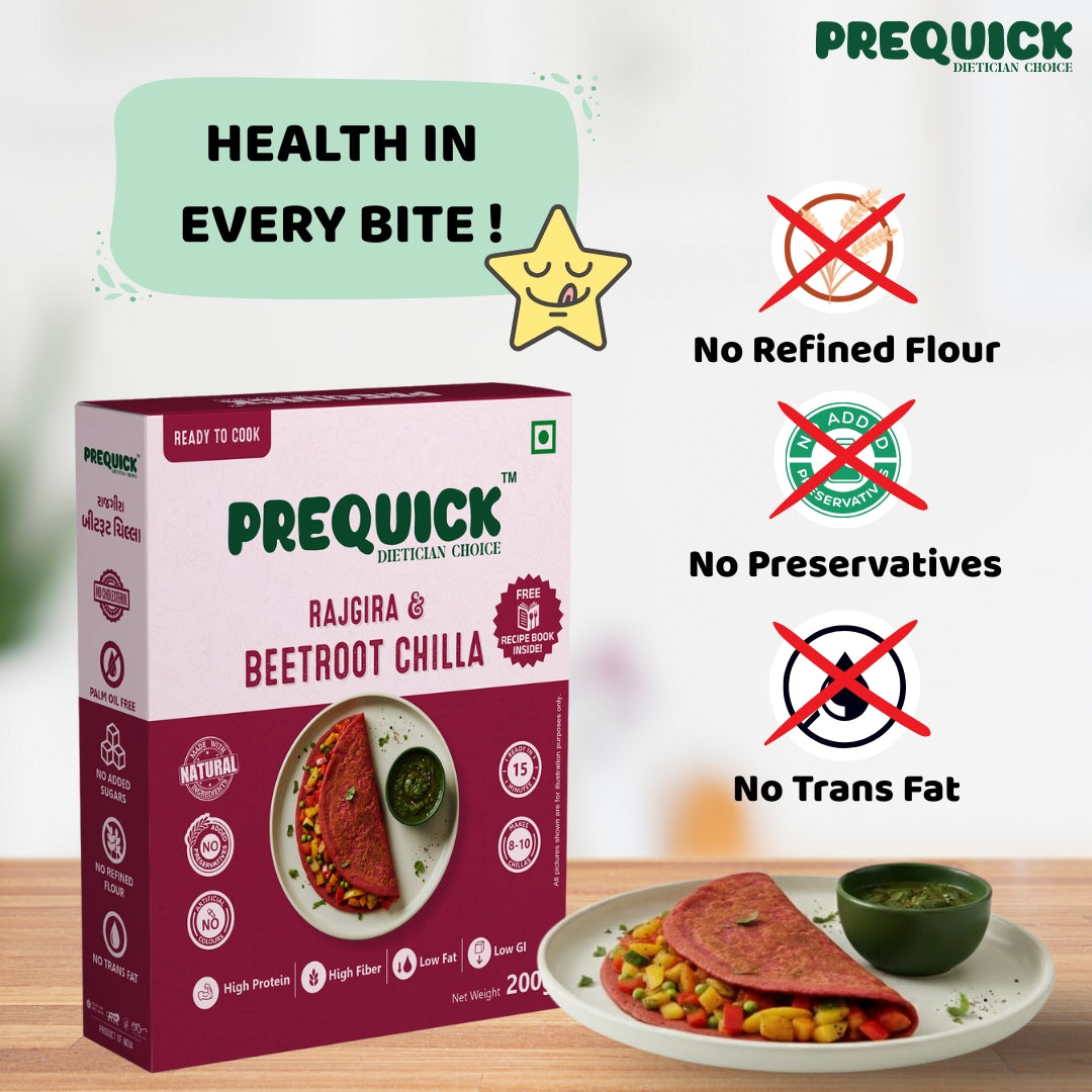 Rajgira & Beetroot Chilla Mix branding and nutrition info