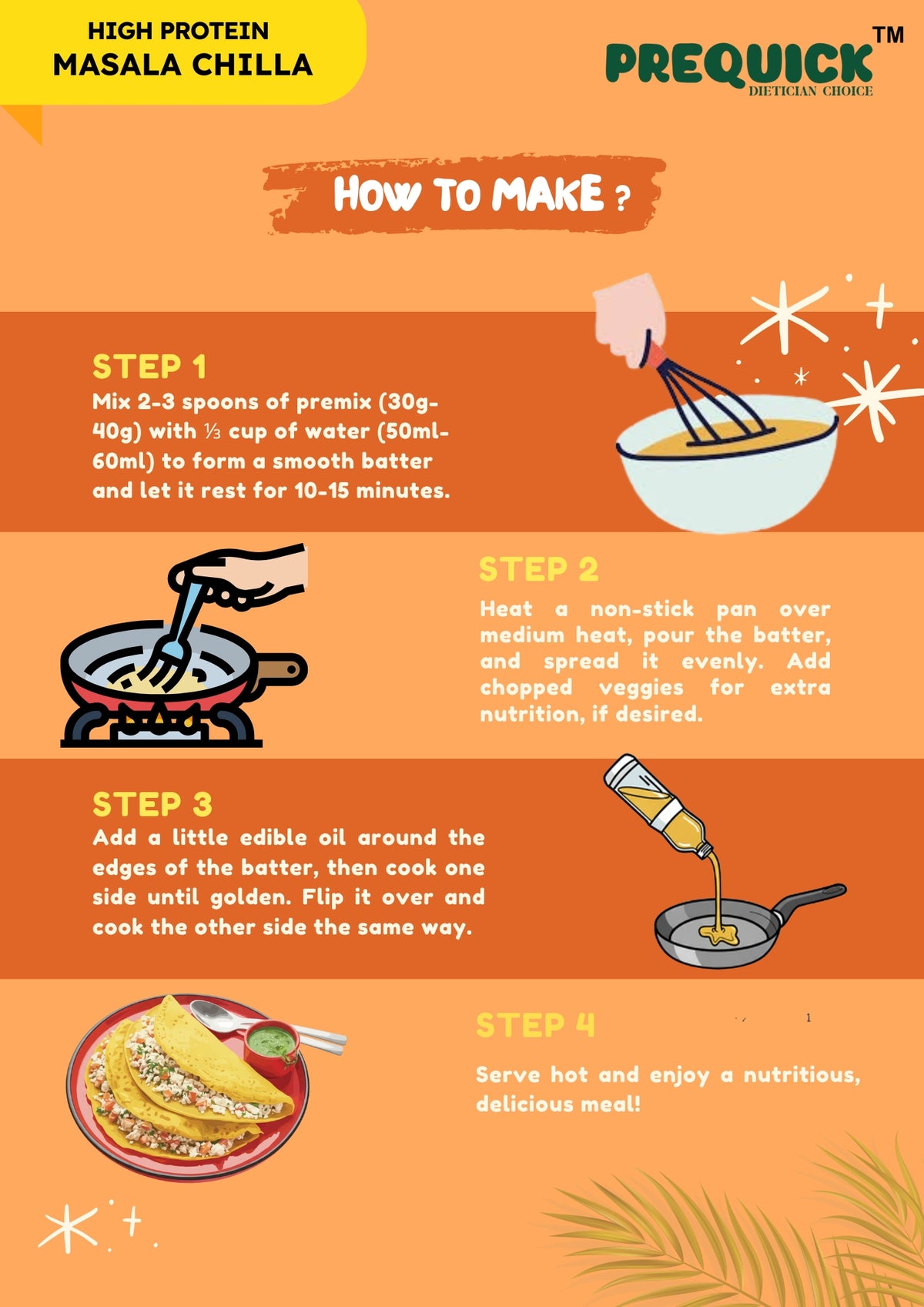 How to prepare High Protein Masala Chilla Mix - step by step