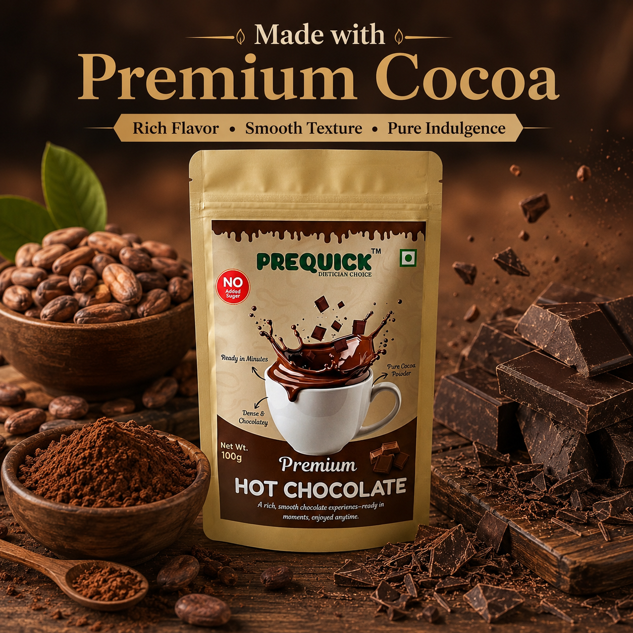 PREQUICK Premium Hot Chocolate 100g - Image 4