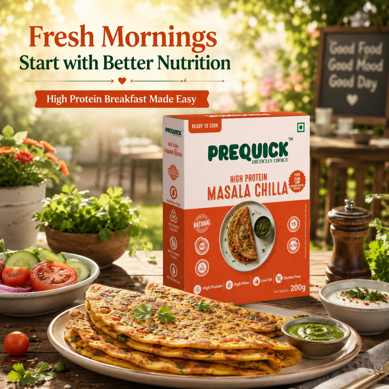 PREQUICK High Protein Masala Chilla Mix 200g | Instant Ready-to-Cook Gluten-Free Chilla Mix - Image 5